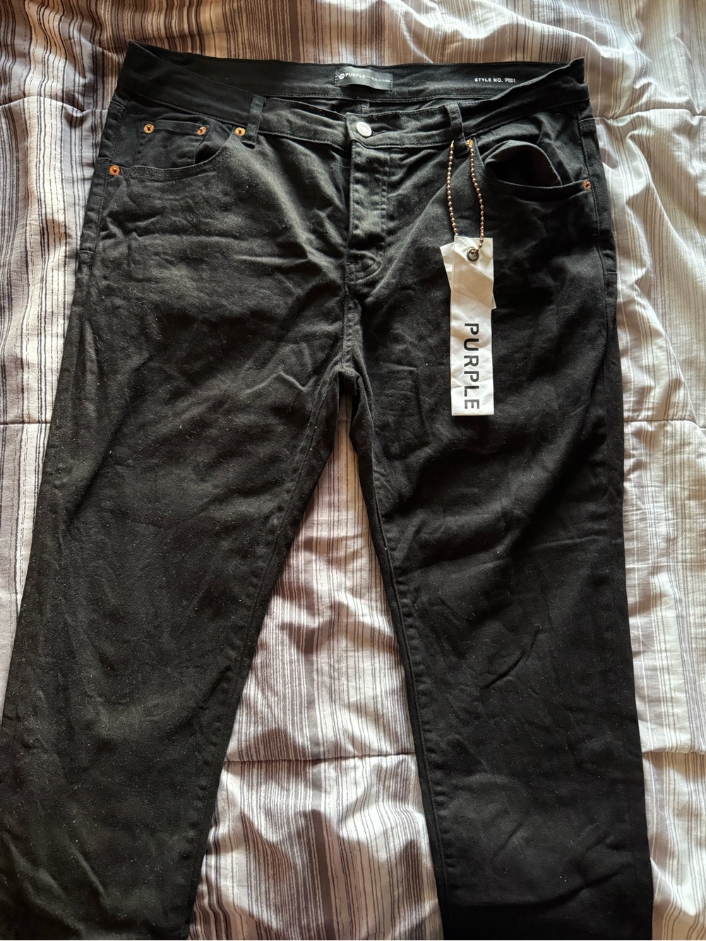Purple Skinny Men's Black Jeans — Stretch Tapered Fit